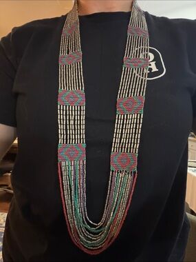 Vintage Handcrafted Multicolor Seed Bead Necklace